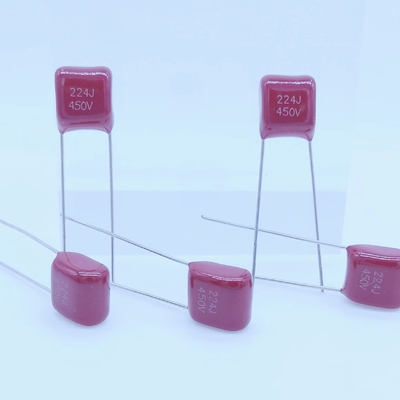 De rode Gemetalliseerde Kleine Condensator 220nF 450VDC van de Polypropyleenfilm