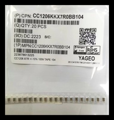 X7R 1206 het Met een laag bedekken Multilayer Ceramische Condensatoren MLCC 104K/100V