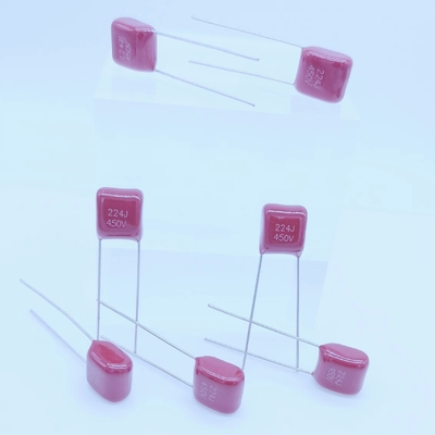 De rode Gemetalliseerde Kleine Condensator 220nF 450VDC van de Polypropyleenfilm